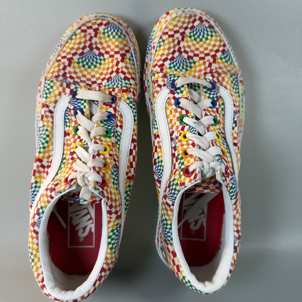 Vans Old Skool Platform Pride Womens 7.5 7 1/2 Rainbow All Over Skate‎ Shoe Lace - Picture 7 of 16